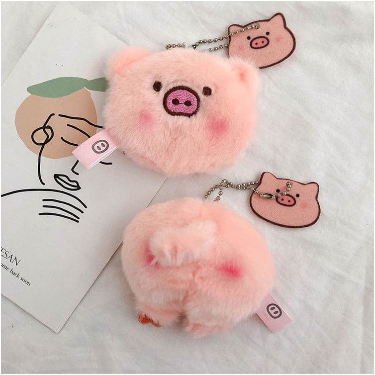 Plush Pig Butt and Face Key Chains Purse Decorations Pin、mySite、g9winljtr