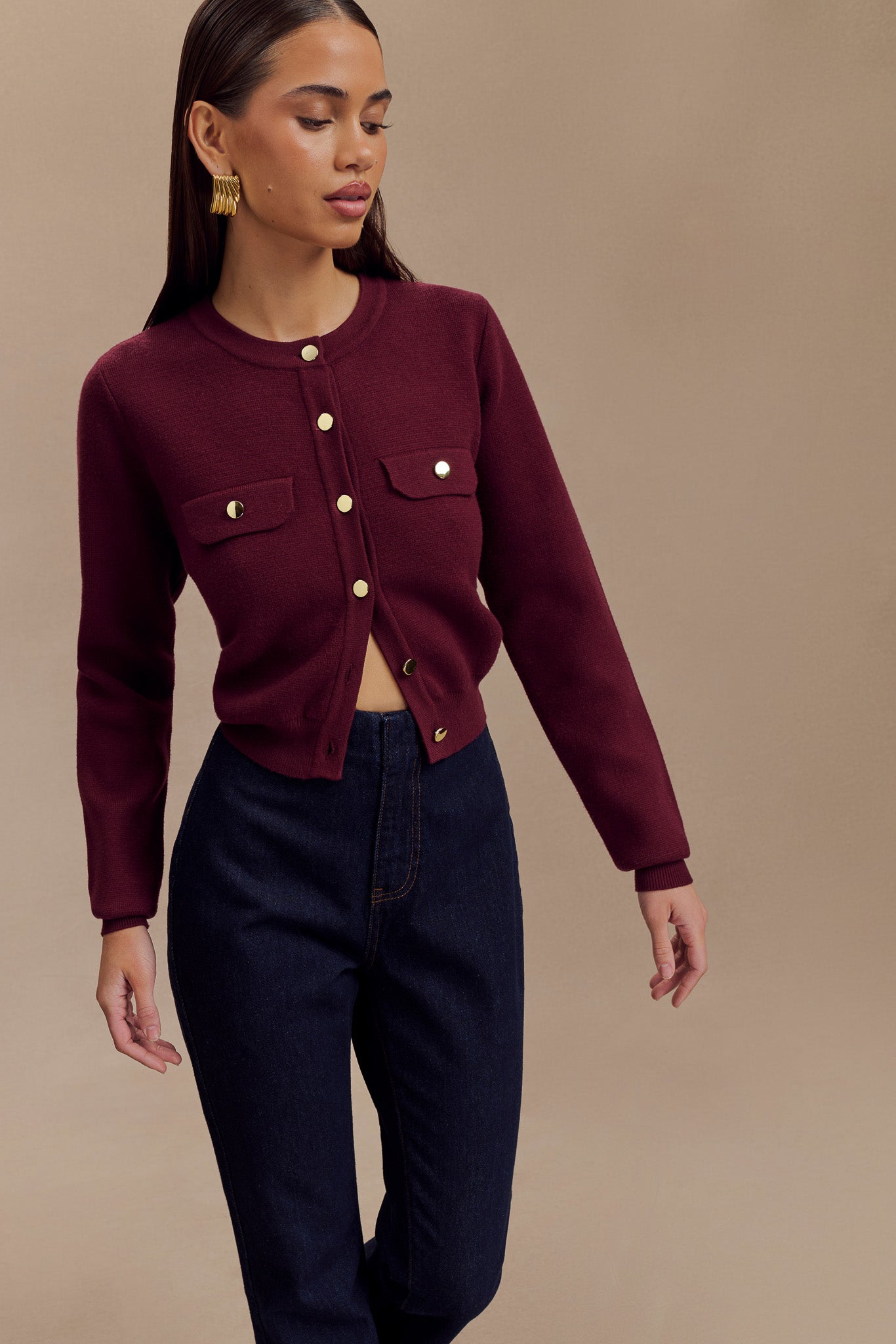 Tabitha Knit Cardigan - Merlot、mySite、solidvoid