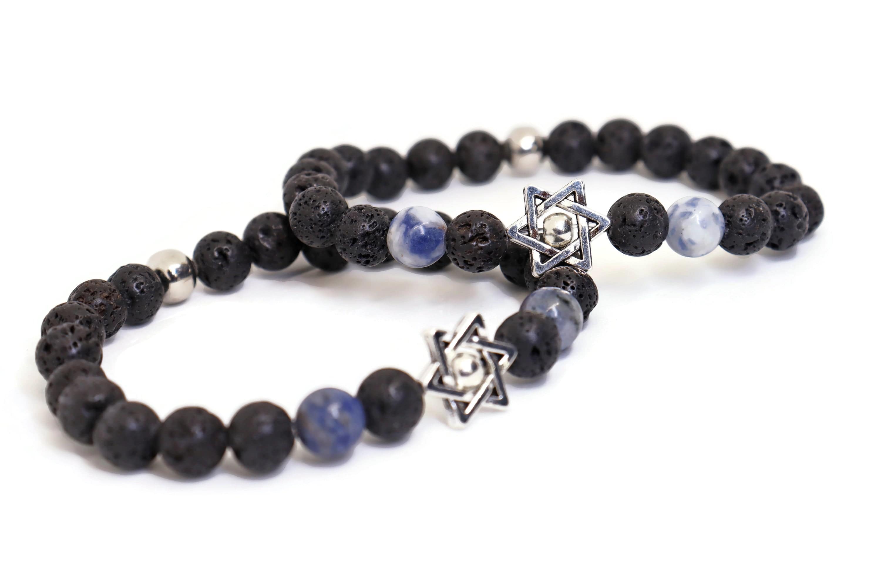 Lava Stone and Blue Spot Jasper Star Bracelet - 7 or 8、mySite、topwebapps