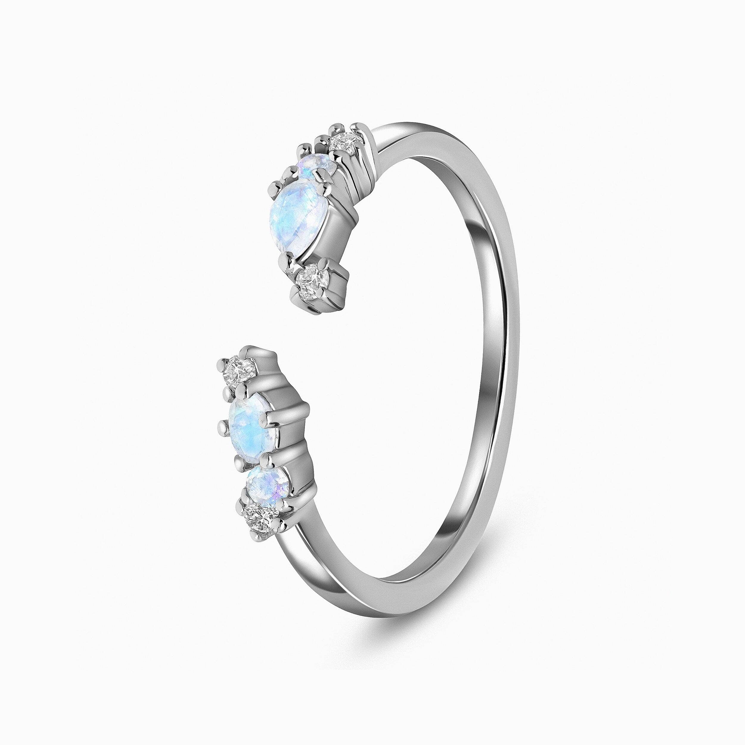 Adjustable Moonstone Ring Flourish - June Birthstone + Free Gift Bag、mySite、hinf8tx79
