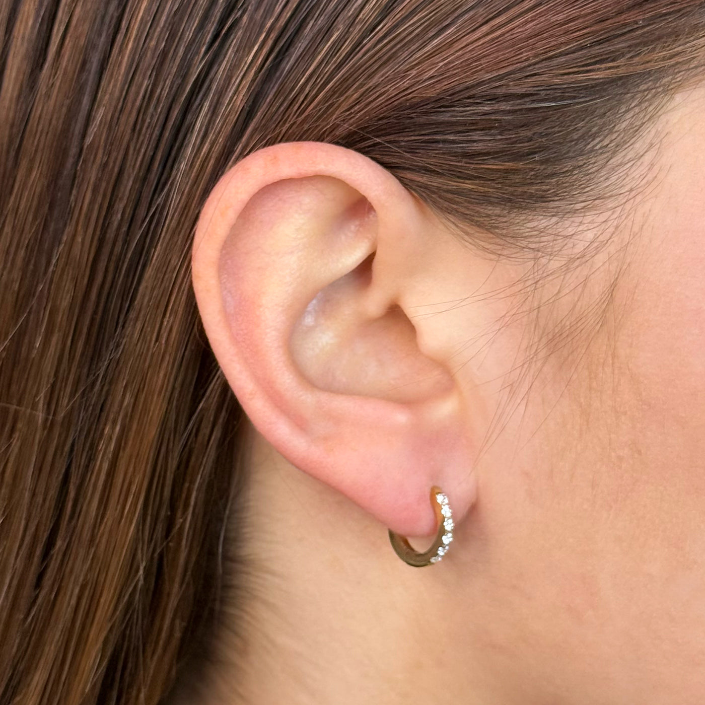 Essentielle Zirconia Mini Hoop Earrings, Gold Colour、mySite、botmansion