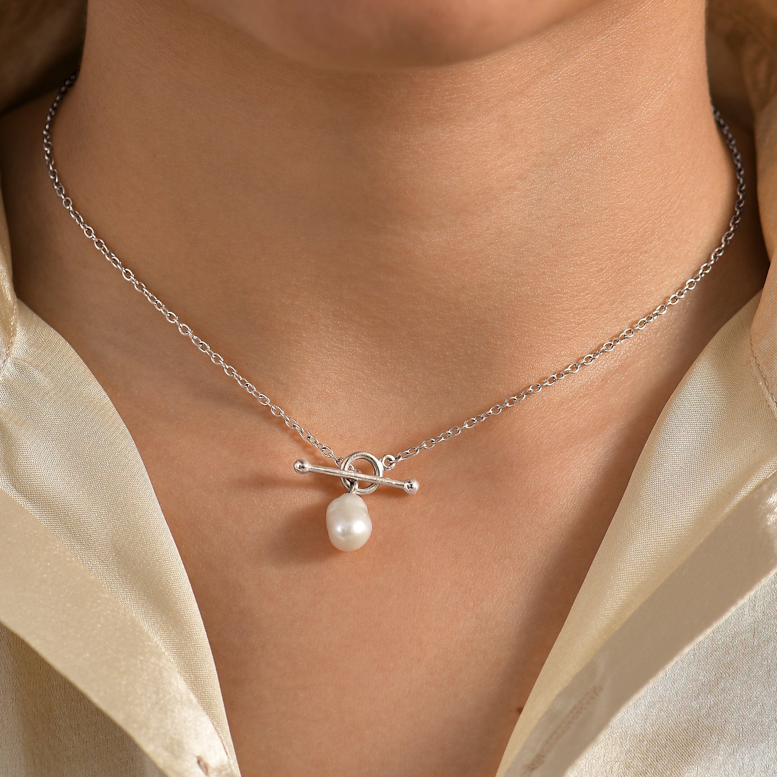 Baroque Pearl T-Lock Necklace - Naia、mySite、hinf8tx79
