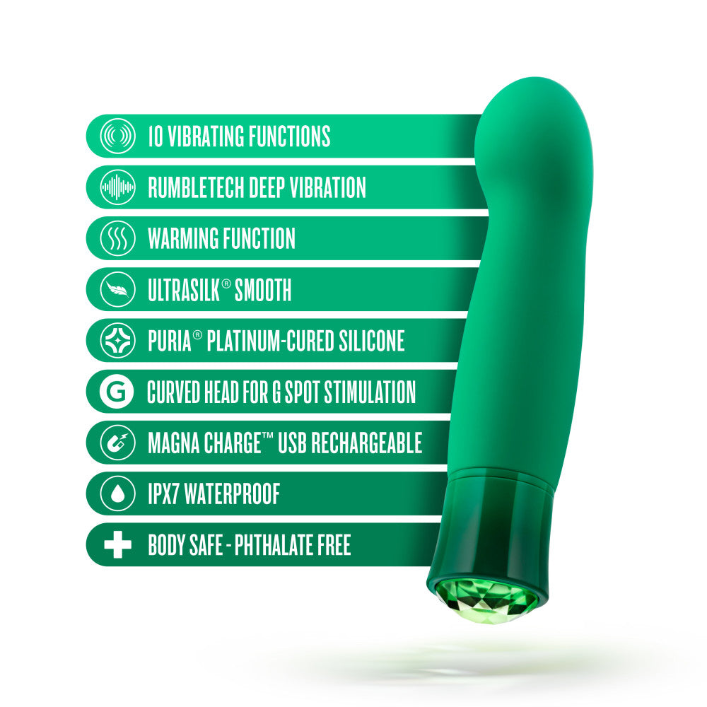Oh My Gem By Blush® | Enchanting: 5.5 Inch Warming G Spot Stimulation Vibrator in Emerald with Powerful RumboTech™ Technology、mySite、bottomscart