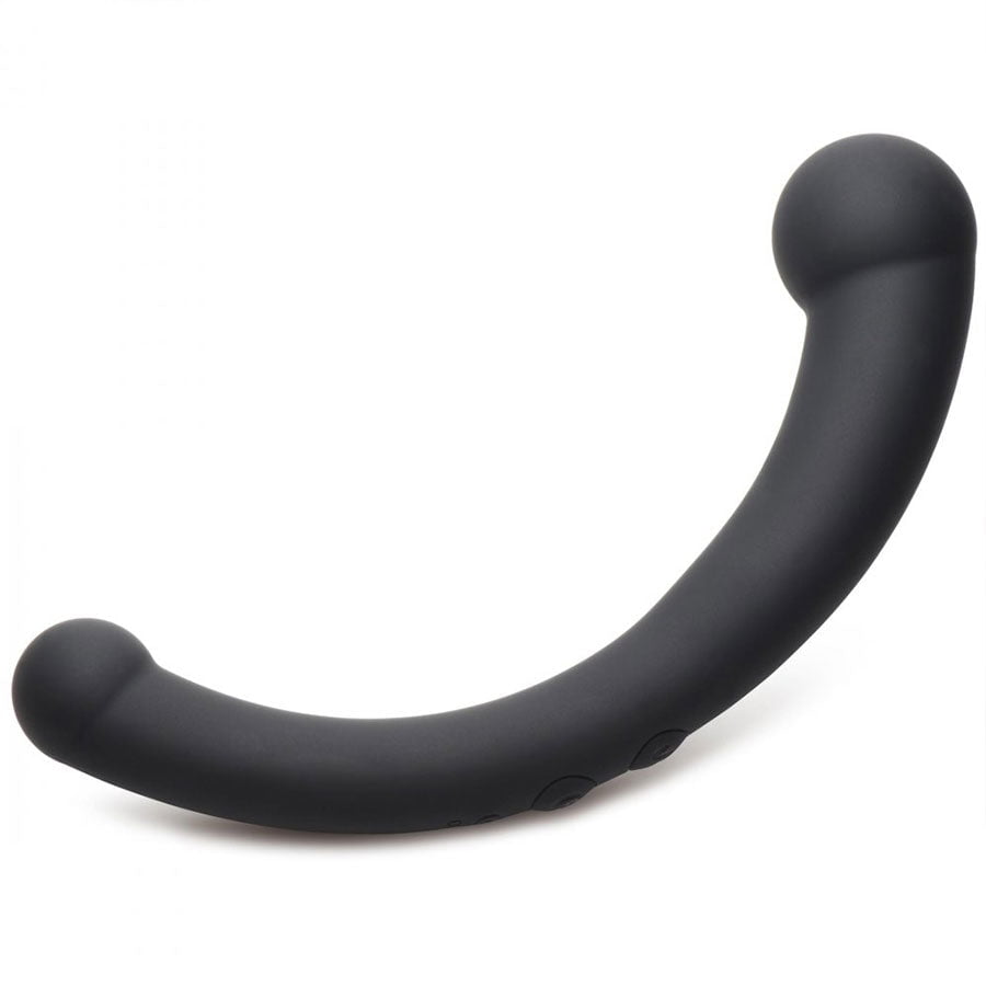 10X Vibra-Crescent Vibrating Silicone Dual-Ended Black Dildo、mySite、bottomscart