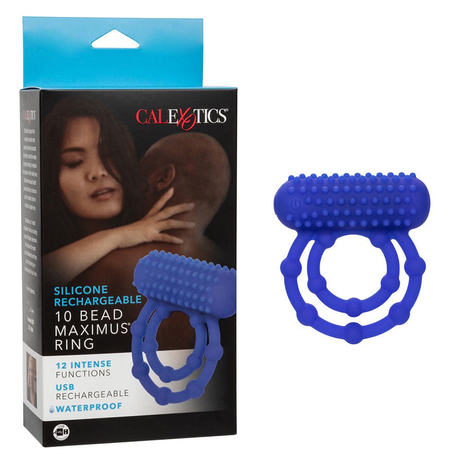 Silicone Rechargeable 10 Bead Maximus Double Cock Ring Blue、mySite、bottomscart