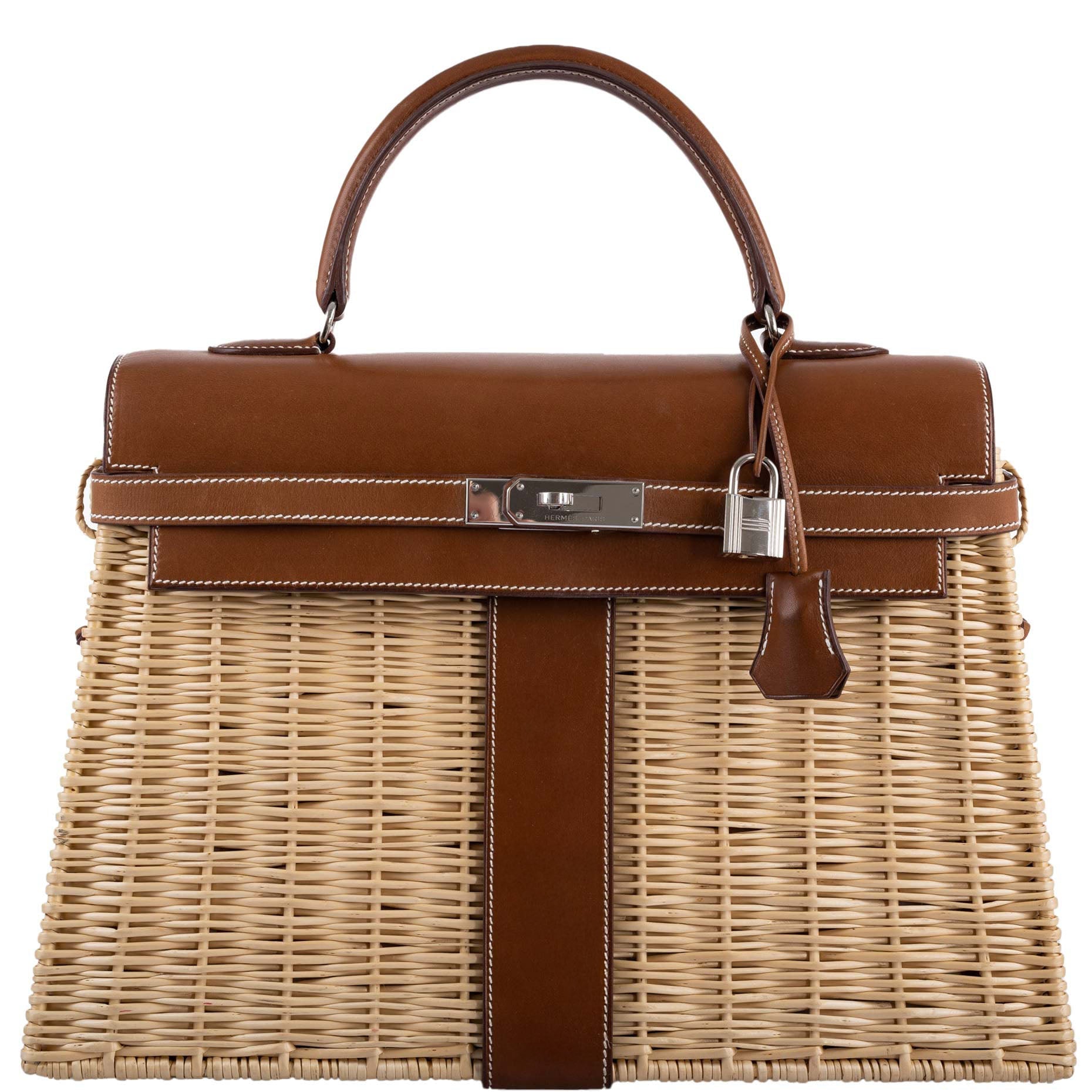 Hermès Kelly 35 Picnic, Wicker & Barenia leather Palladium Hardware、mySite、garminoutage.com