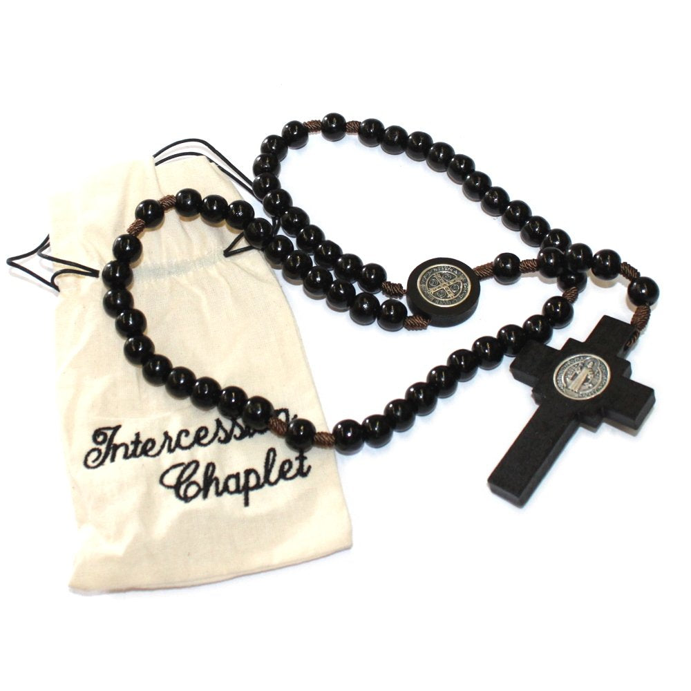  Black wooden beads Saint Benedict Rosary ( 10mm beads - 7cm Crucifix )- comes with special bag、mySite、elrpsem3k