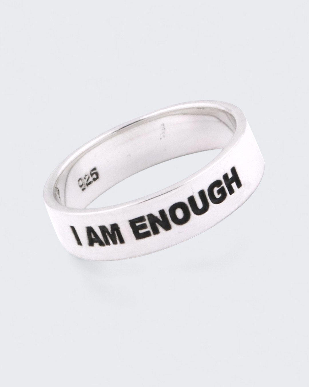 I am Enough Inspirational Sterling Simple Band Ring、mySite、topwebapps