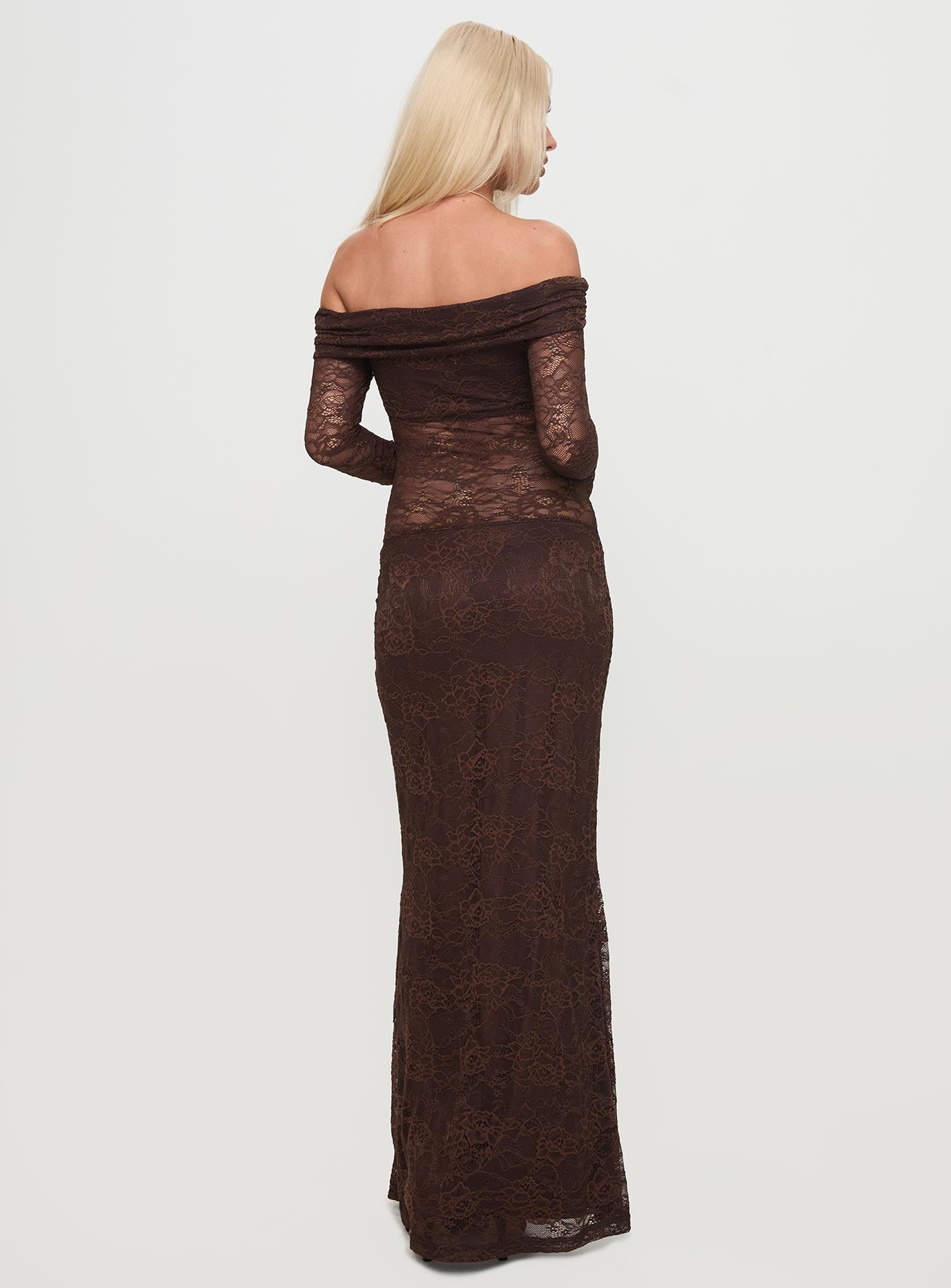 Make Your Mark Off Shoulder Maxi Dress Chocolate、mySite、solidvoid