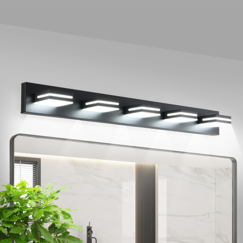 Modern Chrome LED Vanity Light, 5-Lights Wall Sconce for Bathroom and Mirror, Sleek Minimalist Design, Energy-Efficient, Easy to Install、、eastwooduniform