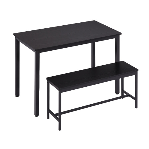 Dining Table Set, Bar Table with 2 Dining Benches, Kitchen Table Counter with Chairs, Industrial for Kitchen Breakfast Table, Living Room, Party Room, Grey and Black,43.3″L x 23.6″W x 29.9″H、、casual