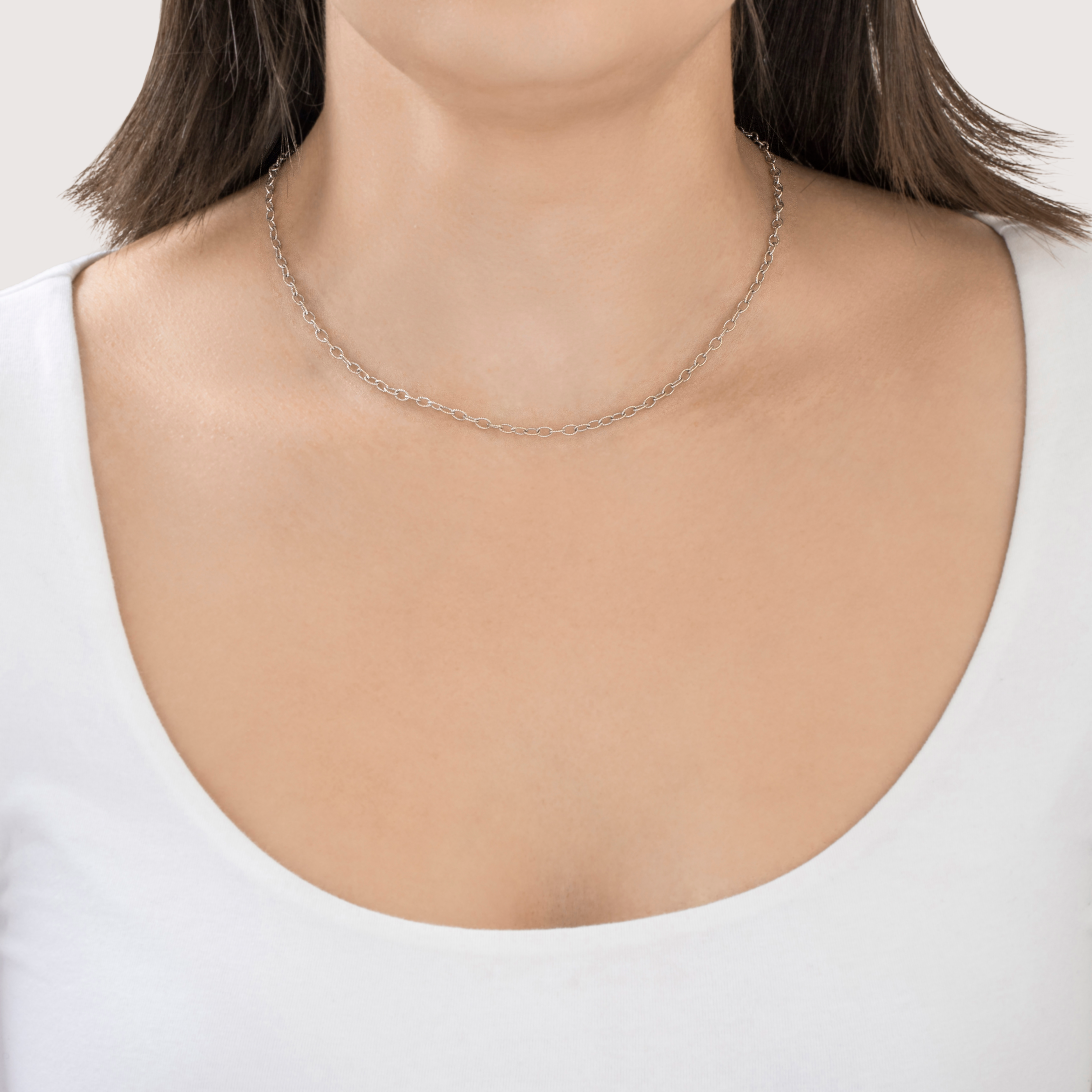 Vintage 14k White Gold Textured Link Necklace 16、mySite、hinf8tx79