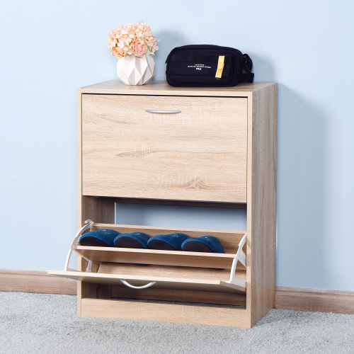 Wooden Shoe Cabinet for Entryway, White Shoe Storage Cabinet with 3 Flip Doors 20.94x9.45x43.11 inch、、casual