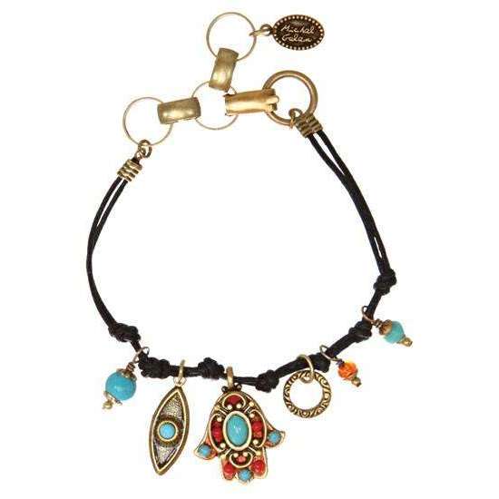 Michal Golan Turquoise and Coral Hamsa and Evil Eye Bracelet、mySite、topwebapps
