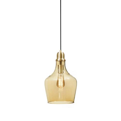 Auburn Bell Shaped Hanging Glass Pendant Light Gold/Amber Dia.9"、、eastwooduniform