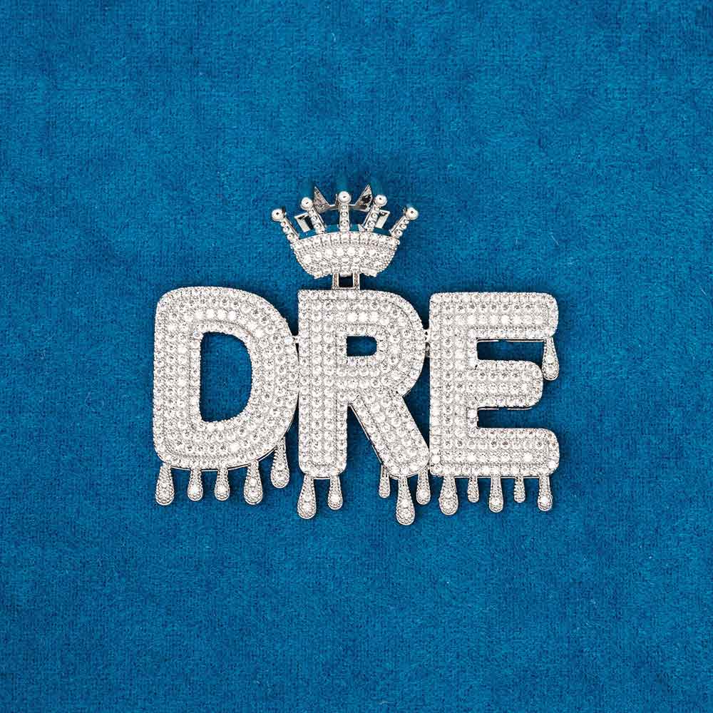 Custom Drippy Letter Pendant With a Crown Bail 14K Gold、mySite、hinf8tx79