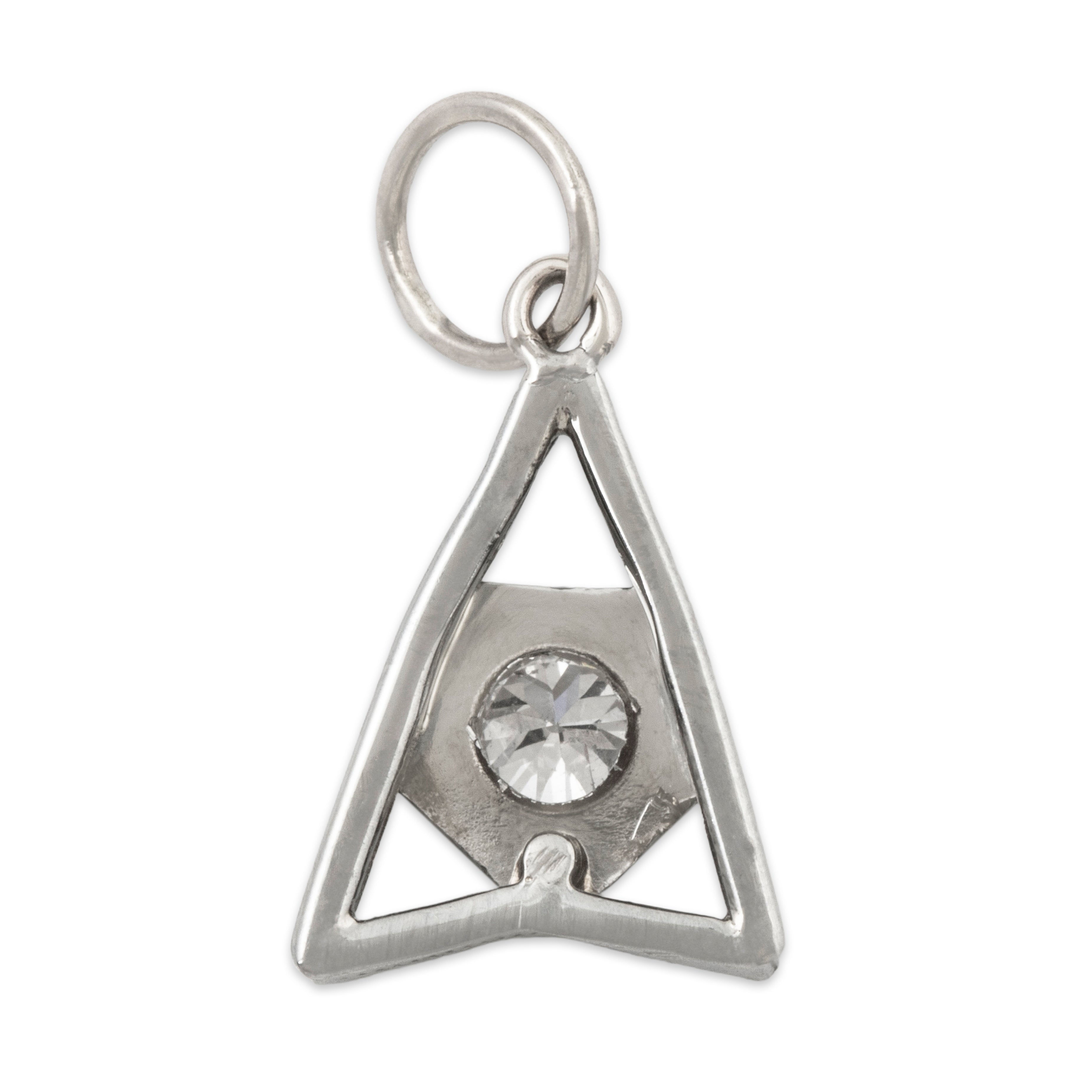 Antique Art Deco 14k White Gold Diamond Geometric Openwork Charm / Pendant、mySite、hinf8tx79