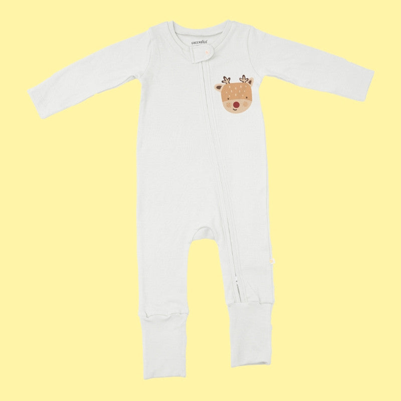 Baby Bamboo Sleepsuit | Reindeer Printed | Off-White、mySite、camillekostekn
