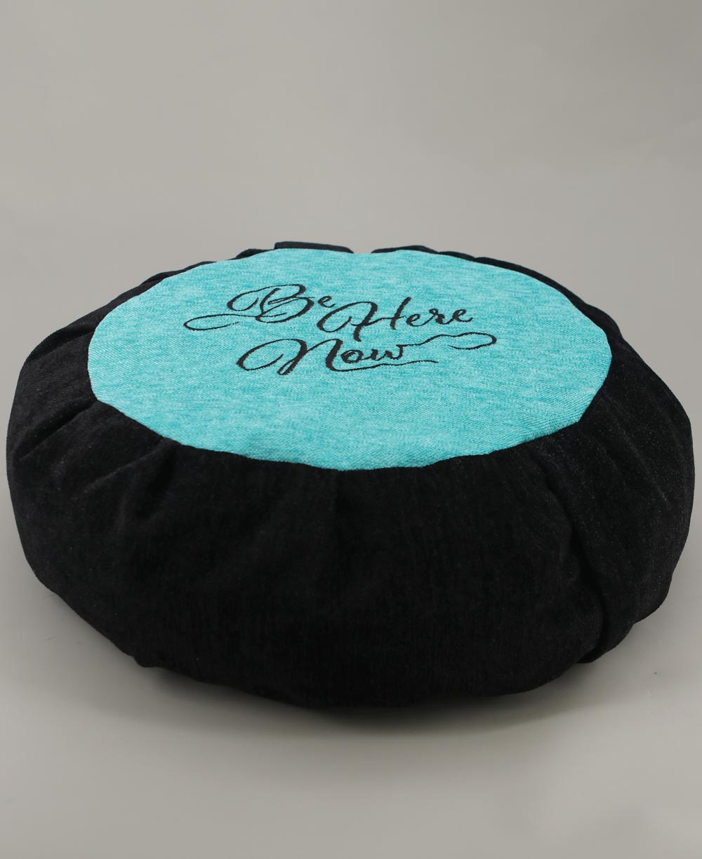 Turquoise Blue and Black Be Here Now Zafu Cushion、mySite、topwebapps