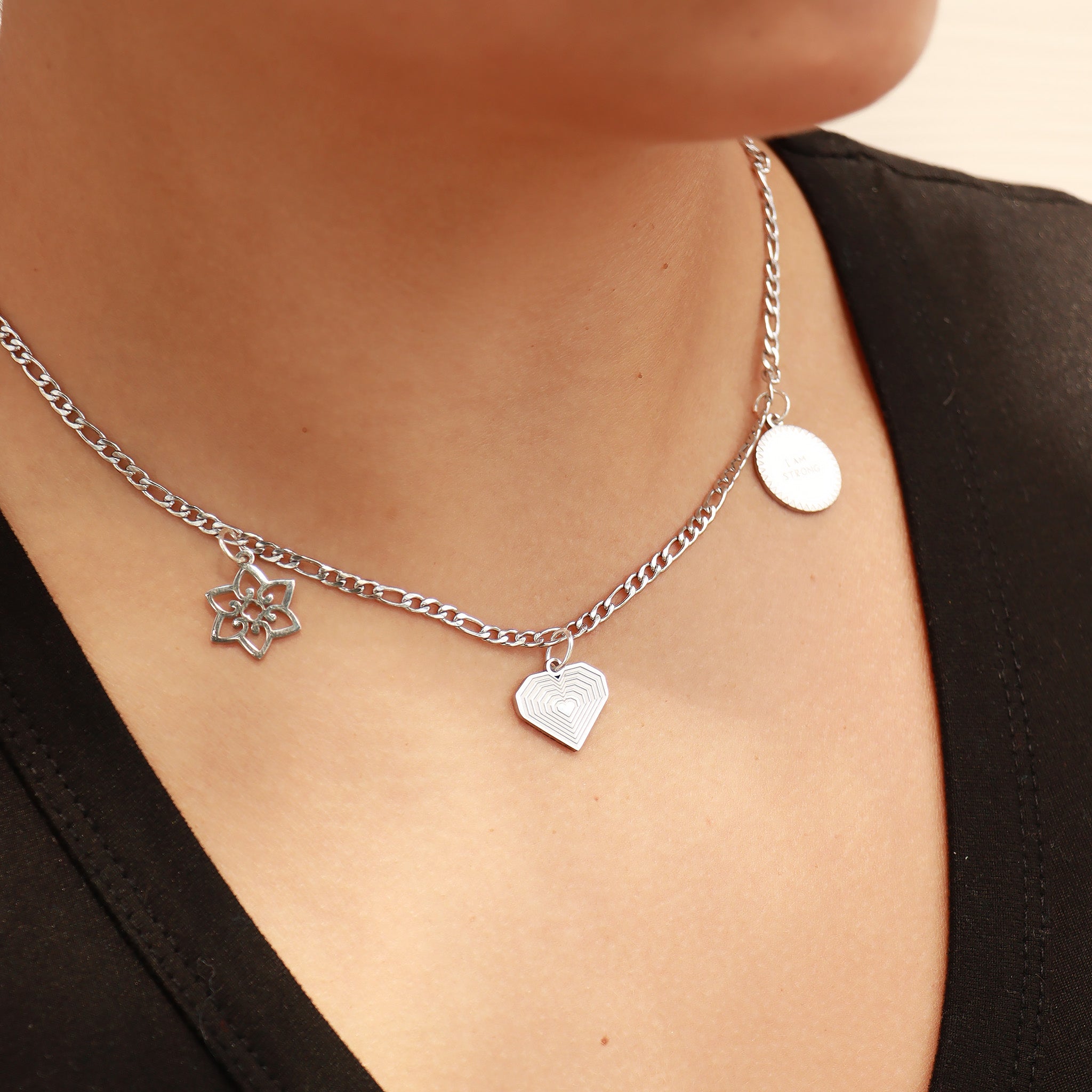 18K Gold PVD Stainless Steel Geometric Heart Charm / PDL0086、mySite、dreamappss