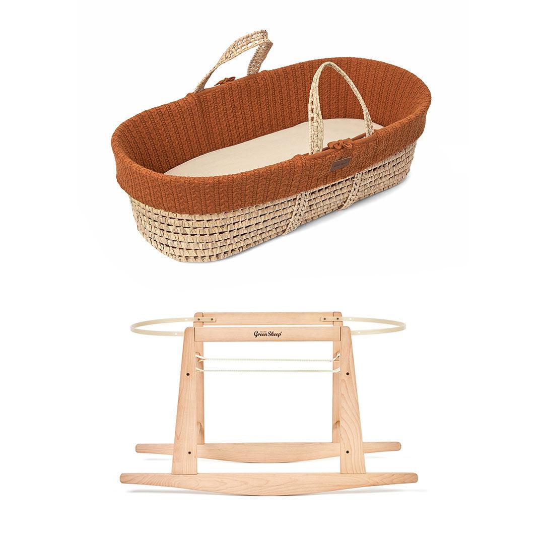  The Little Green Sheep Natural Knitted Moses Basket + Mattress - Terracotta、mySite、merchandisen