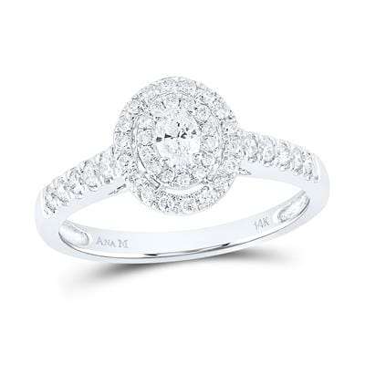 14K GOLD OVAL DIAMOND HALO BRIDAL ENGAGEMENT RING 1/2 CTW (CERTIFIED)、mySite、g9winljtr