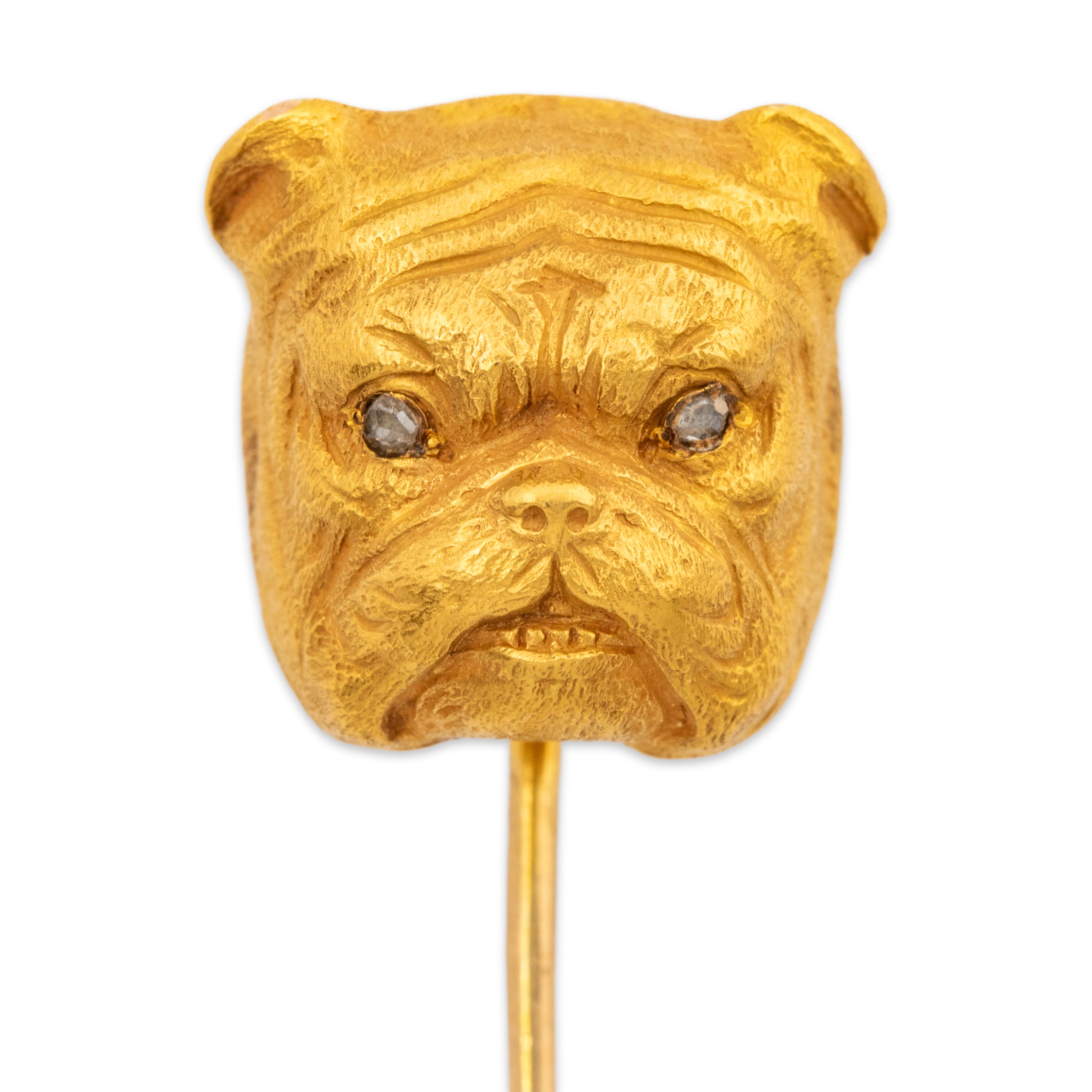 Large Antique 14k Yellow Gold Rose Cut Diamond Bulldog Stick Pin、mySite、hinf8tx79