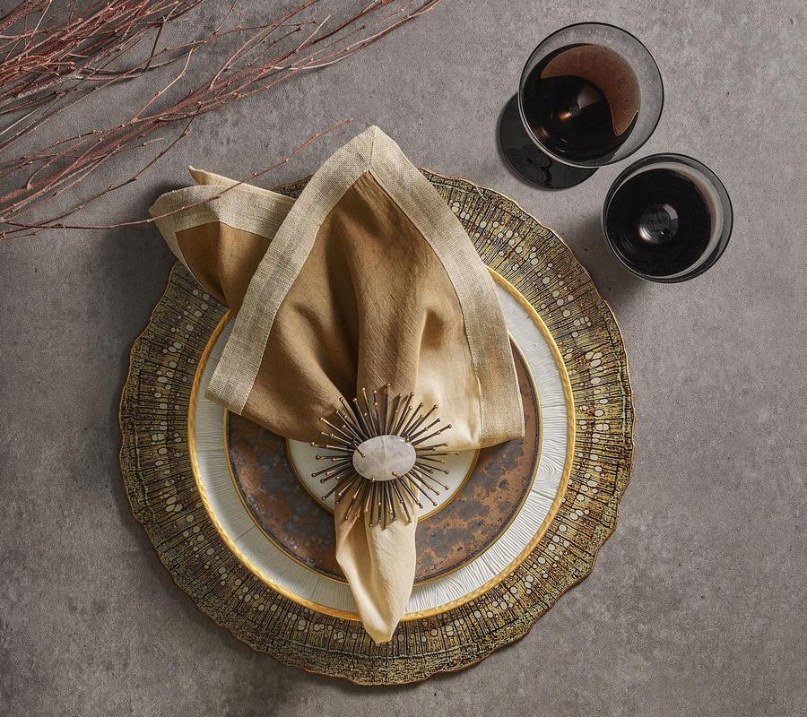  Kim Seybert Dip Dye Natural & Brown Napkin、mySite、elrpsem3k