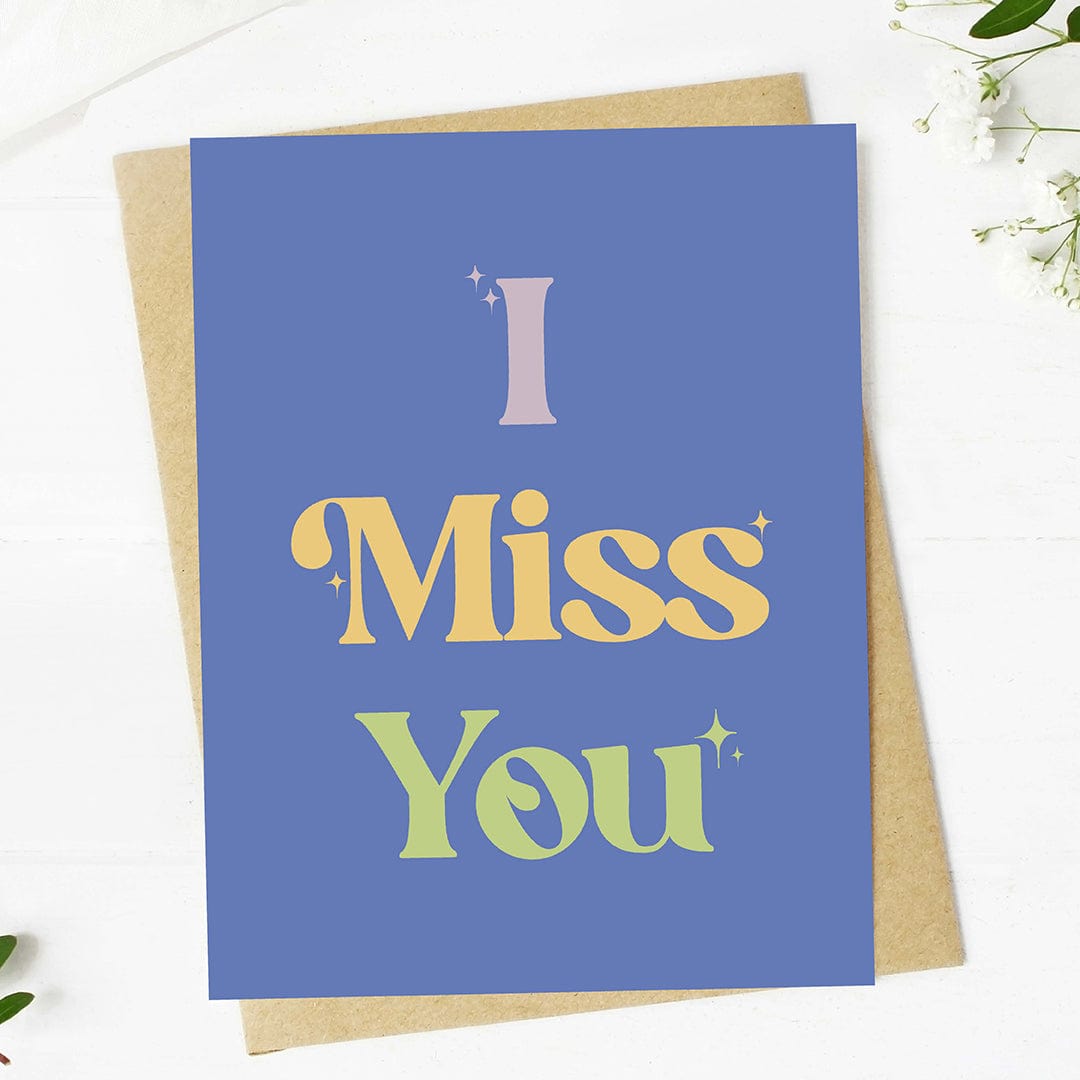  I Miss You Stars Text Greeting Card、mySite、elrpsem3k