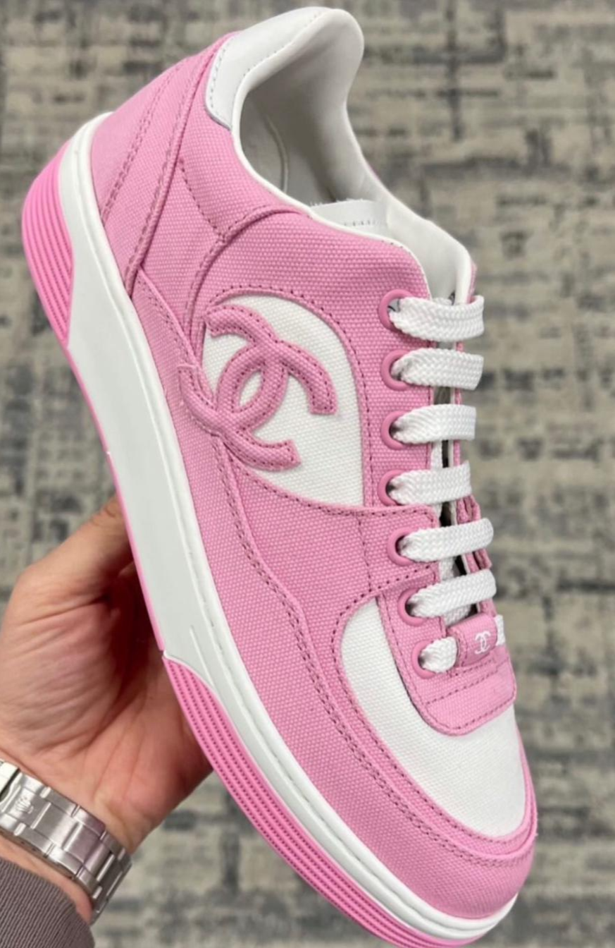 Chanel CC Logo Cotton Sneaker (Pink & White)、mySite、garminoutage.com